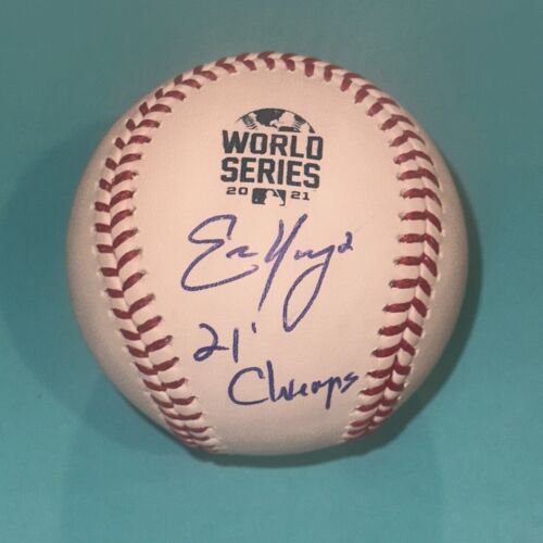ERIC YOUNG (BRAVES) SIGNED OFFICIAL 2021 WORLD SERIES BASEBALL BAS W/ INSC COLLECTIBLE MEMORABILIA