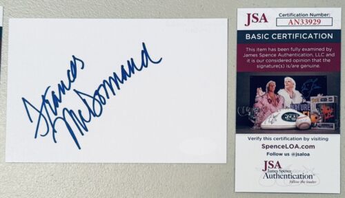 FRANCES MCDORMAND SIGNED AUTOGRAPHED 4×6 CARD JSA CERT FARGO COLLECTIBLE MEMORABILIA