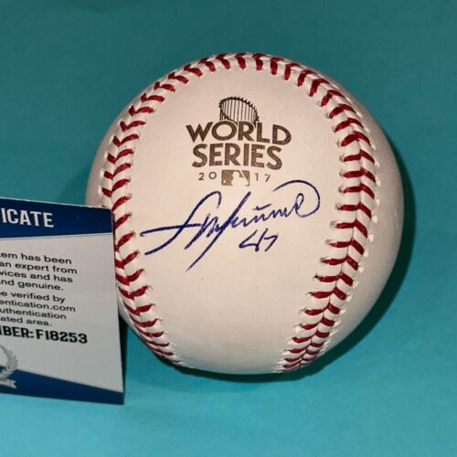 FRANCISCO LIRIANO (ASTROS) SIGNED OFFICIAL 2017 WORLD SERIES BASEBALL W/ BAS COA COLLECTIBLE MEMORABILIA