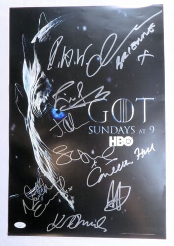 GAME OF THRONES CAST AUTOGRAPHED POSTER TURNER HILL BRADLEY 9 SIGS JSA YY54022 COLLECTIBLE MEMORABILIA