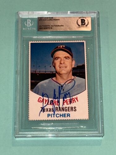 GAYLORD PERRY Signed 1977 HOSTESS Card #73 Beckett Authenticated BAS