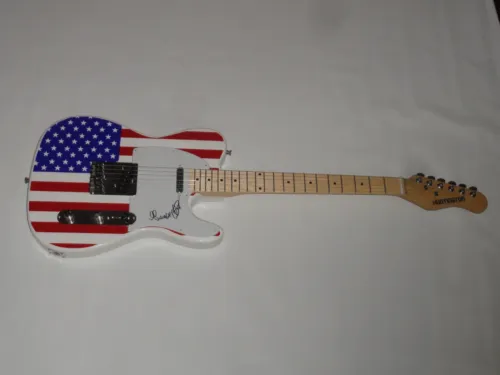 GEORGE CLINTON SIGNED USA FLAG ELECTRIC GUITAR ATOMIC DOG LEGEND PROOF 1 JSA COA