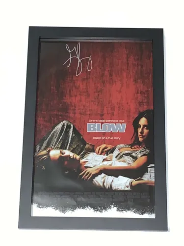 GEORGE JUNG SIGNED FRAMED BLOW 11X17 MOVIE POSTER BOSTON GEORGE PROOF JSA COA