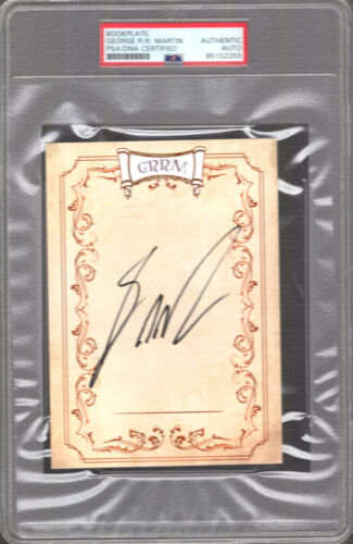 GEORGE RR MARTIN HAND SIGNED 4×6 BOOKPLATE GAME OF THRONES PSA SLABBED COLLECTIBLE MEMORABILIA