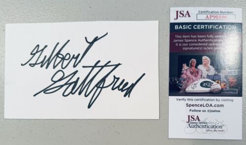 GILBERT GOTTFRIED SIGNED AUTOGRAPHED 4×6 CARD JSA CERT ALADDIN COLLECTIBLE MEMORABILIA