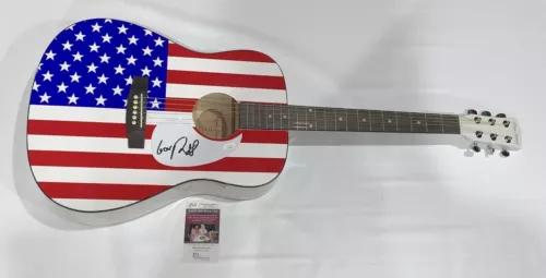 GOVERNOR RON DESANTIS SIGNED USA FLAG ACOUSTIC GUITAR 2024 PRESIDENT JSA COA COLLECTIBLE MEMORABILIA