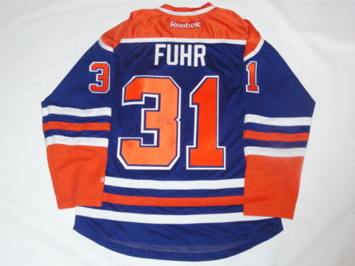 GRANT FUHR SIGNED REEBOK PREMIER EDMONTON OILERS #31 JERSEY LICENSED PSA COA