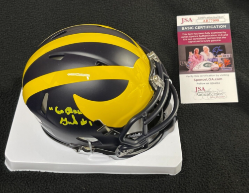 GREG MCMURTRY SIGNED & INSCRIBED MICHIGAN WOLVERINES MINI HELMET JSA COA COLLECTIBLE MEMORABILIA