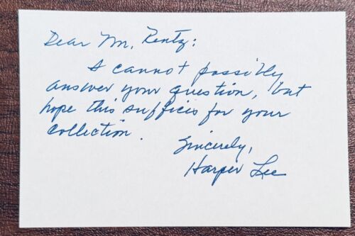 HARPER LEE SIGNED AUTOGRAPHED 4×6 HANDWRITTEN NOTE JSA TO KILL A MOCKINGBIRD COLLECTIBLE MEMORABILIA