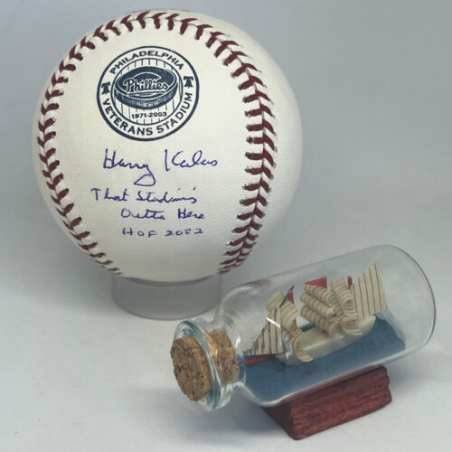 HARRY KALAS SIGNED RAWLINGS VET STADIUM LOGO BASEBALL JSA PHILLIES HOF AUTO A652 COLLECTIBLE MEMORABILIA