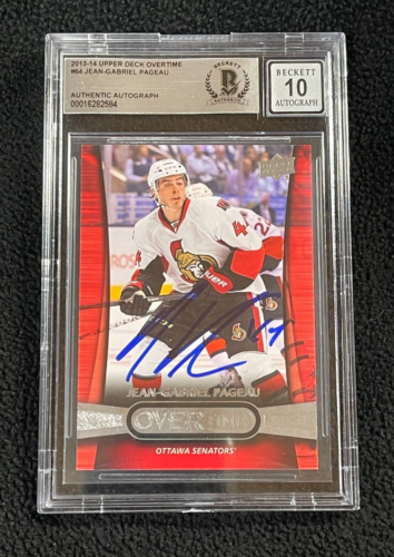 J.G. PAGEAU SIGNED 2013/14 UD OVERTIME ROOKIE CARD #64 BAS CERTIFIED AUTO 10 COLLECTIBLE MEMORABILIA