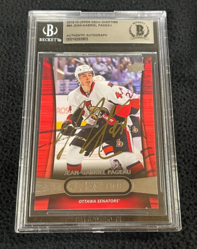 J.G. PAGEAU SIGNED 2013/14 UD OVERTIME ROOKIE CARD #64 BAS CERTIFIED COLLECTIBLE MEMORABILIA