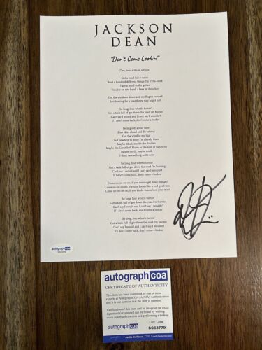 JACKSON DEAN ‘DON’T COME LOOKIN’ COUNTRY SINGER SIGNED LYRIC SHEET MUSIC ACOA COLLECTIBLE MEMORABILIA