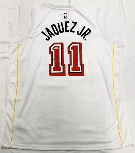 JAIME JAQUEZ JR. SIGNED AUTOGRAPHED MIAMI HEAT WHITE CITY JERSEY PSA/DNA COLLECTIBLE MEMORABILIA