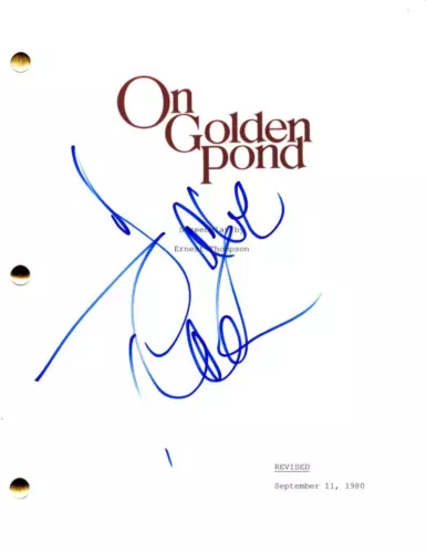 JANE FONDA SIGNED AUTOGRAPH ON GOLDEN POND MOVIE SCRIPT W/ KATHARINE HEPBURN COLLECTIBLE MEMORABILIA