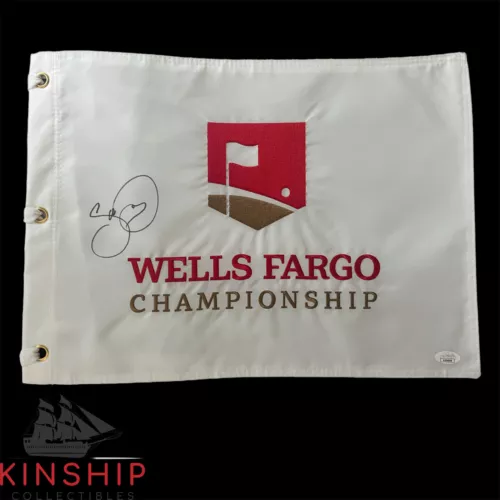 JASON DAY SIGNED WELLS FARGO PIN FLAG JSA COA MASTERS PGA GOLF AUTO G67 COLLECTIBLE MEMORABILIA