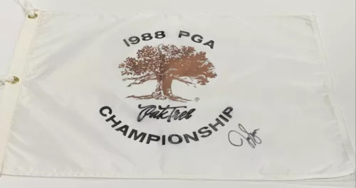 JEFF SLUMAN SIGNED 1988 PGA CHAMPIONSHIP PIN FLAG OAK TREE VERY RARE