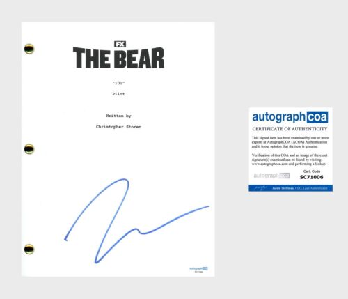JEREMY ALLEN WHITE ‘THE BEAR’ TV SHOW SIGNED AUTOGRAPHED COMPLETE SCRIPT ACOA COLLECTIBLE MEMORABILIA
