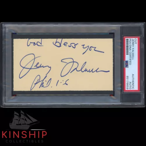 JERRY FALWELL SR SIGNED CUT PSA DNA SLAB INSCRIBED AUTO LIBERTY UNIVERSITY C2833 COLLECTIBLE MEMORABILIA