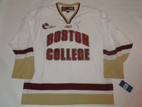 JERRY YORK SIGNED BOSTON COLLEGE EAGLES HOCKEY JERSEY WITH INSCRIPTION LICENSED