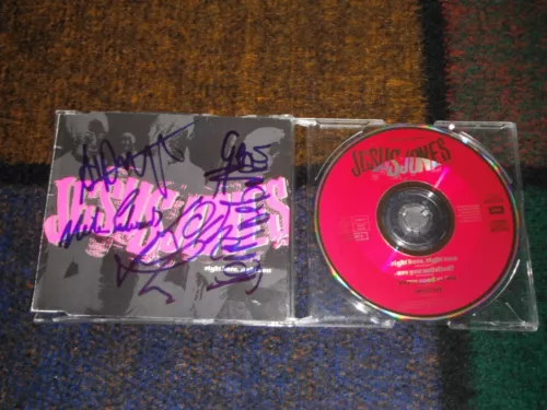 JESUS JONES GROUP SIGNED RIGHT HERE RIGHT NOW CD COVER COLLECTIBLE MEMORABILIA