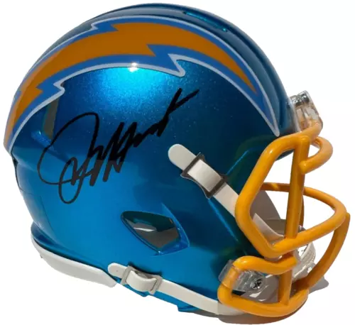 JIM HARBAUGH SIGNED LOS ANGELES CHARGERS FLASH FOOTBALL MINI HELMET JSA COLLECTIBLE MEMORABILIA