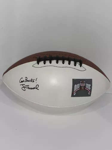 JIM TRESSEL SIGNED FOOTBALL OHIO ST. BUCKEYES 2002 NATIONAL CHAMPIONS JSA COA