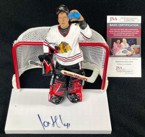 JOCELYN THIBAULT SIGNED CHICAGO BLACKHAWKS CUSTOM BASE MCFARLANE FIGURE JSA COA COLLECTIBLE MEMORABILIA