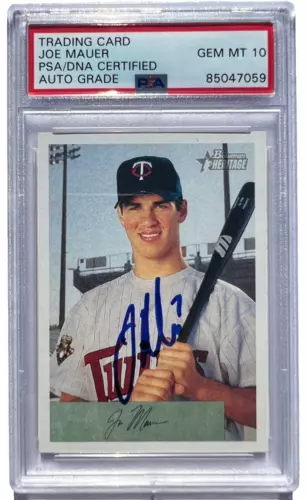 JOE MAUER SIGNED 2002 BOWMAN HERITAGE ROOKIE CARD #238 TWINS AUTO 10 PSA/DNA COLLECTIBLE MEMORABILIA