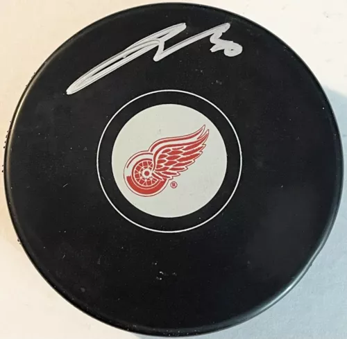 JOE VELENO SIGNED AUTOGRAPHED DETROIT RED WINGS LOGO HOCKEY PUCK PSA/DNA COLLECTIBLE MEMORABILIA