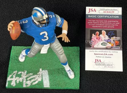 JOEY HARRINGTON SIGNED DETROIT LIONS BLUE JERSEY MCFARLANE FIGURE JSA COA COLLECTIBLE MEMORABILIA