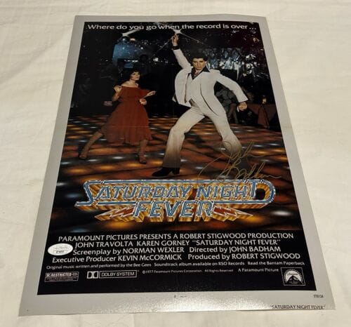JOHN BADHAM SIGNED SATURDAY NIGHT FEVER 12X18 MOVIE POSTER 2 JSA COLLECTIBLE MEMORABILIA