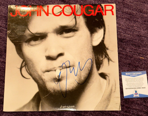 JOHN COUGAR MELLENCAMP Signed JOHN COUGAR LP ALBUM COVER w/ Beckett ...