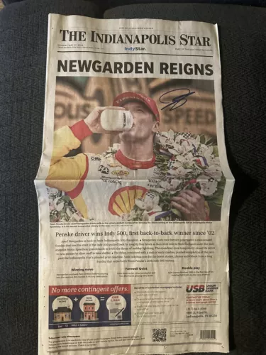 JOSEF NEWGARDEN SIGNED 2024 INDIANAPOLIS 500 INDY STAR NEWSPAPER PRINT COLLECTIBLE MEMORABILIA