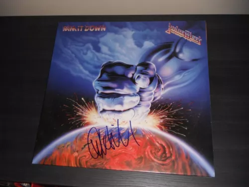 JUDAS PRIEST IAN HILL SIGNED RAM IT DOWN VINYL ALBUM COLLECTIBLE MEMORABILIA