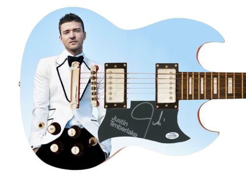 JUSTIN TIMBERLAKE AUTOGRAPHED SIGNED CUSTOM PHOTO GRAPHICS GUITAR ACOA ACOA COLLECTIBLE MEMORABILIA