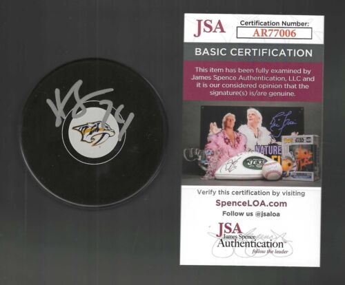 JUUSE SAROS SIGNED NASHVILLE PREDATORS PUCK JSA COA COLLECTIBLE MEMORABILIA