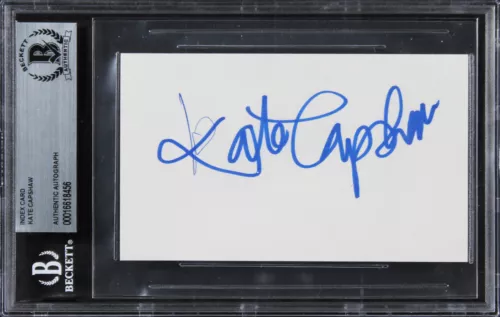 KATE CAPSHAW INDIANA JONES AUTHENTIC SIGNED 3×5 INDEX CARD BAS SLABBED 3 COLLECTIBLE MEMORABILIA