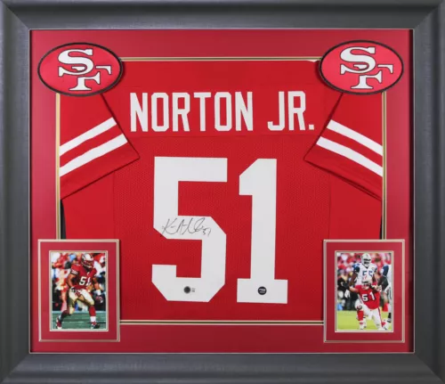 KEN NORTON JR. AUTHENTIC SIGNED RED PRO STYLE FRAMED JERSEY BAS WITNESSED COLLECTIBLE MEMORABILIA