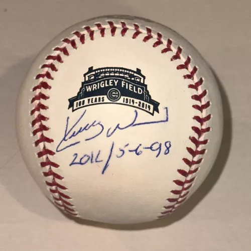 KERRY WOOD Signed Official WRIGLEY 100th Anniv Baseball Beckett (BAS) 20K Inscps