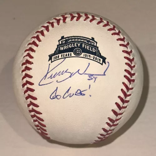 KERRY WOOD Signed Official WRIGLEY 100th Anniv Baseball Beckett (BAS) w/ GO CUBS