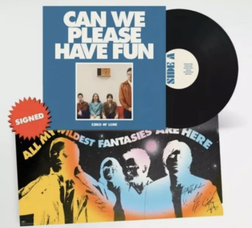 KINGS OF LEON CAN WE PLEASE HAVE FUN VINYL LP + SIGNED POSTER BRAND NEW SEALED COLLECTIBLE MEMORABILIA