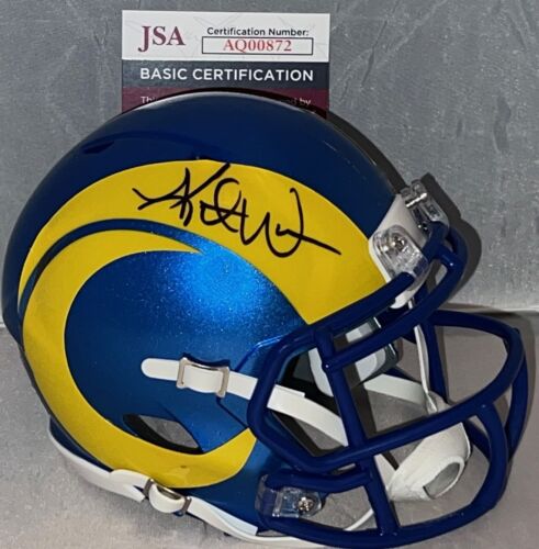 KURT WARNER ST. LOUIS RAMS SIGNED RAMS MINI HELMET AUTOGRAPHED #2 JSA COLLECTIBLE MEMORABILIA