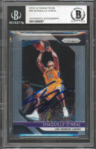 LAKERS SHAQUILLE O’NEAL AUTHENTIC SIGNED 2018 PANINI PRIZM #35 CARD BAS SLABBED COLLECTIBLE MEMORABILIA