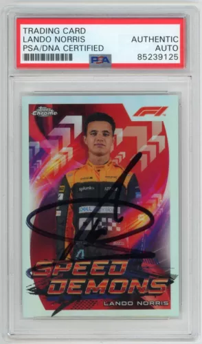 LANDO NORRIS AUTOGRAPHED 2022 TOPPS CHROME FORMULA 1 SPEED DEMONS #SD-LN AUTO COLLECTIBLE MEMORABILIA