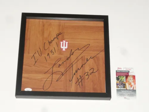 LANDON TURNER SIGNED FRAMED 12X12 FLOORBOARD INDIANA HOOSIERS LEGEND JSA COA COLLECTIBLE MEMORABILIA
