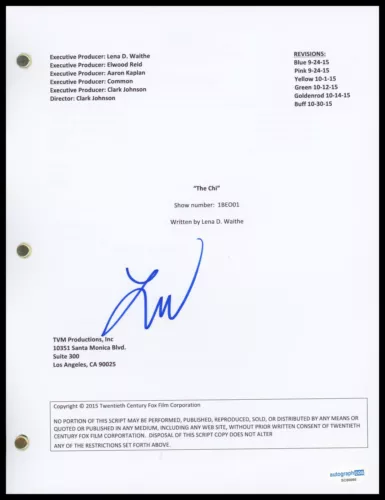 LENA WAITHE “THE CHI” AUTOGRAPH SIGNED COMPLETE FULL PILOT EPISODE SCRIPT ACOA COLLECTIBLE MEMORABILIA
