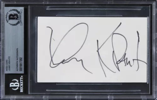 LENNY KRAVITZ MUSICIAN AUTHENTIC SIGNED 3×5 INDEX CARD AUTOGRAPHED BAS SLABBED COLLECTIBLE MEMORABILIA