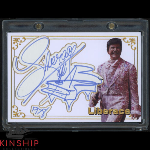 LIBERACE SIGNED CUT CUSTOM CARD JSA COA PIANO SKETCH INSCRIBED AUTO Z1537 COLLECTIBLE MEMORABILIA