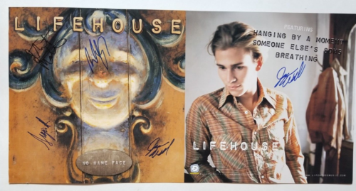 LIFEHOUSE BAND SIGNED 12×24″ NO NAME FACE PROMO POSTER COA AUTOGRAPHED WADE +3 COLLECTIBLE MEMORABILIA